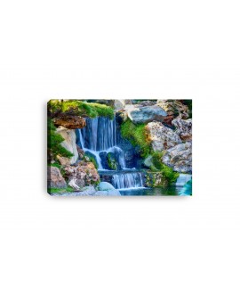 Obraz na płótnie canvas poziomy wodospad kamienie zieleń roślinność studiograf