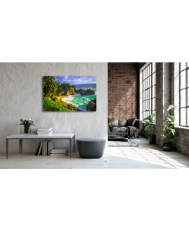 Obraz na płótnie canvas poziomy plaża morze niebo palmy roślinność studiograf