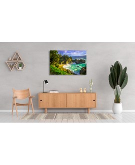 Obraz na płótnie canvas poziomy plaża morze niebo palmy roślinność studiograf