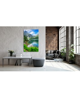 Obraz na płótnie canvas pionowy góry jezioro drzewa widok niebo studiograf