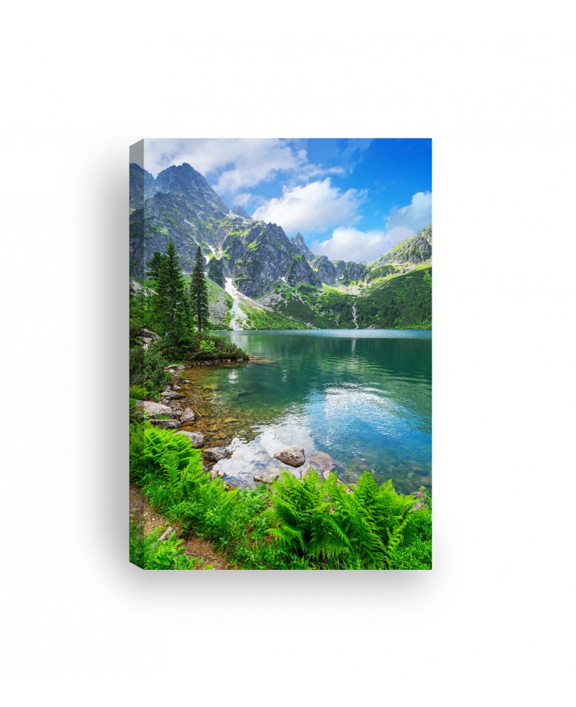 Obraz na płótnie canvas pionowy góry jezioro drzewa widok niebo studiograf