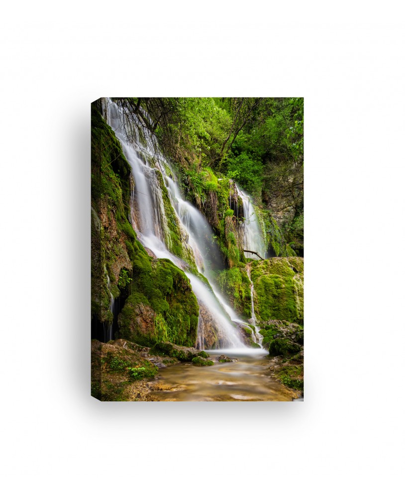 Obraz na płótnie canvas pionowy wodospad kamienie las zieleń studiograf