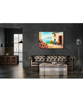 Obraz na płótnie canvas poziomy dom morze kwiaty malowany studiograf