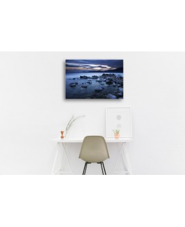 Obraz na płótnie canvas poziomy morze niebo kolory kamienie brzeg plaża widok studiograf