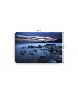 Obraz na płótnie canvas poziomy morze niebo kolory kamienie brzeg plaża widok studiograf