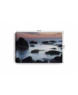 Obraz na płótnie canvas poziomy widok niebo skały morze zachód słońca studiograf