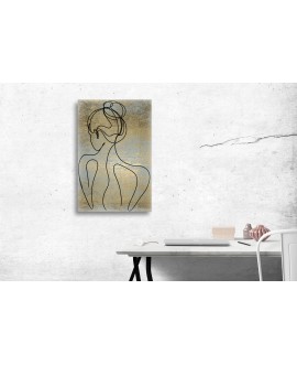 Obraz na płótnie canvas pionowy line art kobieta złote tło nowoczesne studiograf