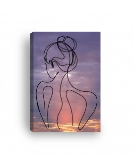 Obraz na płótnie canvas pionowy line art kobieta zachód słońca tło studiograf