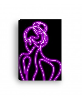 Obraz na płótnie canvas pionowy kobieta neon line art czerń róż studiograf