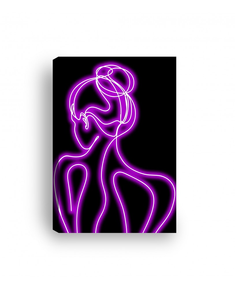 Obraz na płótnie canvas pionowy kobieta neon line art czerń róż studiograf
