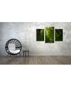 Obraz na płótnie canvas tryptyk potrójny obraz zieleń ścieżka las studiograf