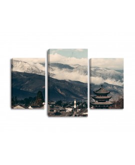 Obraz na płótnie canvas tryptyk potrójny obraz miasto góry japonia studiograf