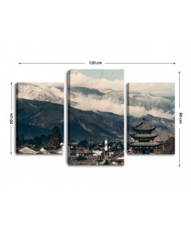 Obraz na płótnie canvas tryptyk potrójny obraz miasto góry japonia studiograf