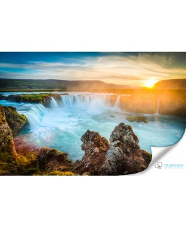 Fototapeta 3D na ścianę  na wymiar  wodospad zachód słońca woda krajobraz fizelinowa studiograf