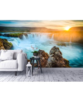 Fototapeta 3D na ścianę  na wymiar  wodospad zachód słońca woda krajobraz fizelinowa studiograf