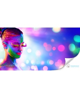 Fototapeta 3D na ścianę  na wymiar  fizelinowa twarz kobieta makijaż neon studiograf