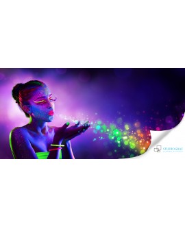 Fototapeta 3D na ścianę  na wymiar  fizelinowa kobieta twarz makijaż neon pył światło studiograf