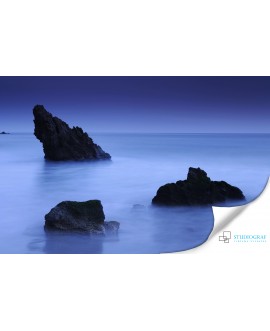 Fototapeta 3D na ścianę  na wymiar  fizelinowa skały morze ocean niebo odcienie niebieskiego studiograf