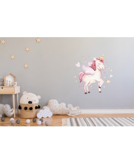 Naklejka na ścianę dla dzieci różowy jednorożec gwiazdki serduszka naklejki dla dziecka studiograf