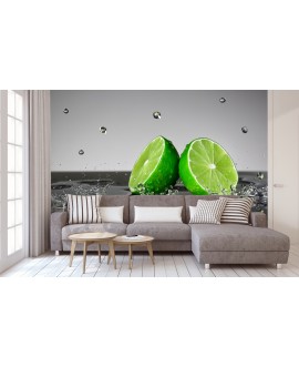 Fototapeta 3D na ścianę  na wymiar  fizelinowa limonki krople wody woda rozbryzg studiograf