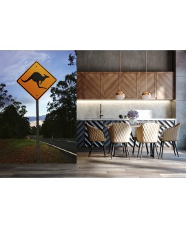 Fototapeta 3D na ścianę  na wymiar  fizelinowa droga znak drogowy kangur drzewa studiograf