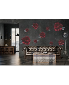 Naklejka na ścianę dla dzieci kwiaty czerwone róże różyczki naklejki dekoracyjne do salonu kuchni sypialni studiograf