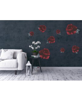 Naklejka na ścianę dla dzieci kwiaty czerwone róże różyczki naklejki dekoracyjne do salonu kuchni sypialni studiograf