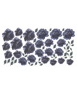Naklejka na ścianę do salonu kuchni sypialni granatowe niebieskie róże liście naklejki samoprzylepne studiograf