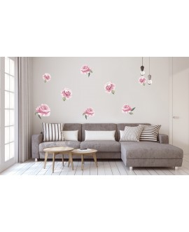 Naklejka na ścianę do kuchni salonu sypialni kwiaty róże różyczki różowe naklejki samoprzylepne studiograf