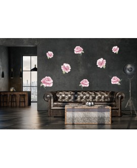 Naklejka na ścianę do kuchni salonu sypialni kwiaty róże różyczki różowe naklejki samoprzylepne studiograf