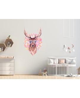 Naklejka na ścianę dla dzieci urocze naklejki jeleń hipis hipisowski serduszka do salonu sypialni kuchni studiograf