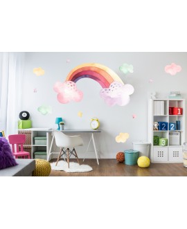 Naklejka na ścianę dla dzieci słodkie pastelowe kolorowe naklejki chmurki tęcza gwiazdki studiograf