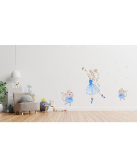 Naklejka na ścianę dla dzieci urocze pastelowe błękitne naklejki baletnica myszki mysz serduszka studiograf