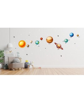 Naklejka na ścianę dla dzieci naklejki kosmos układ słoneczny galaktyka planety kosmonauci studiograf