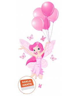 Naklejka na ścianę dla dzieci różowa wróżka balony baloniki motyle studiograf