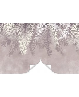 Fototapeta 3D na ścianę  na wymiar  flizelinowa tapeta pióra liście palmy różowa boho liść