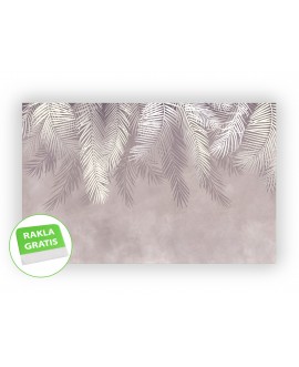 Fototapeta 3D na ścianę  na wymiar  flizelinowa tapeta pióra liście palmy różowa boho liść