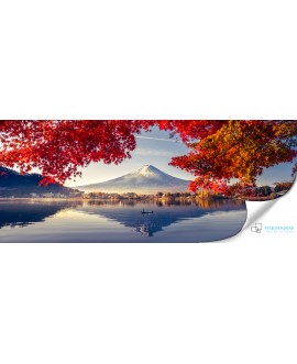 Fototapeta 3D na ścianę  na wymiar  flizelinowa tapeta japonia góry drzewo liście czerwień jezioro studiograf