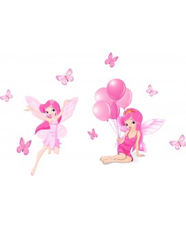 Naklejka na ścianę dla dzieci różowe wróżki motyle balony naklejki dla dziewczynki studiograf