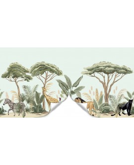 Fototapeta 3D na ścianę na wymiar  flizelinowa dla dzieci dziecięca zwierzęta zwierzątka dżungla drzewa zebra puma studiog