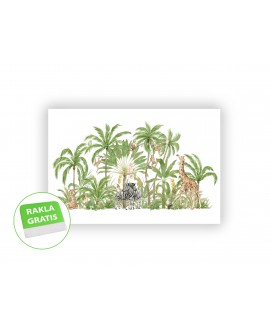 Fototapeta 3D na ścianę na wymiar  flizelinowa dla dzieci dziecięca zwierzęta zwierzątka dżungla drzewa palmy studiograf