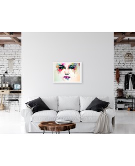 Plakat nowoczesny grafika dekoracyjna na ścianę twarz akwarela kobieta art studiograf