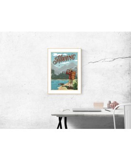 Plakat grafika dekoracyjna na ścianę hiking retro plakaty góry jezioro wspinaczka studiograf