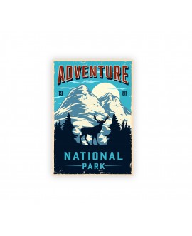 Plakat grafika dekoracyjna na ścianę góry jeleń retro plakat park narodowy studiograf