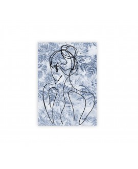 Plakat grafika dekoracyjna na ścianę kobieta kwiaty tło niebieski kobieta line art linie nowoczesny boho plakat studiograf
