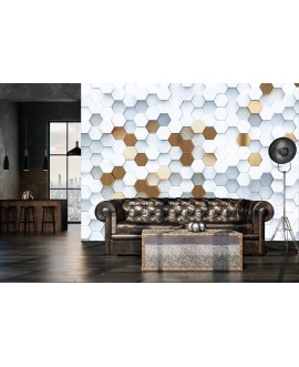 Fototapeta 3D na ścianę  na wymiar  flizelinowa heksagony struktury hexagons heksagon honeycomb studiograf