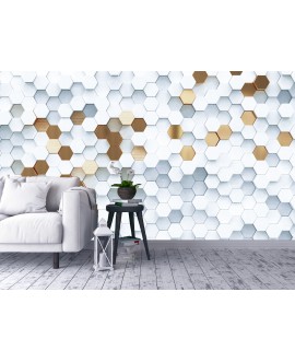 Fototapeta 3D na ścianę  na wymiar  flizelinowa heksagony struktury hexagons heksagon honeycomb studiograf