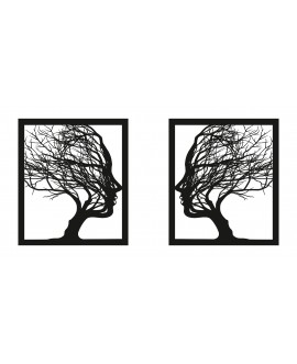 Obraz ażurowy dekoracja ścienna panel z plexi twarze twarz drzewo gałęzie nowoczesna dekoracja studiograf