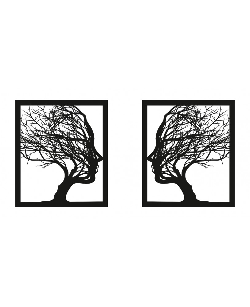 Obraz ażurowy dekoracja ścienna panel z plexi twarze twarz drzewo gałęzie nowoczesna dekoracja studiograf