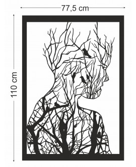 Obraz ażurowy dekoracja ścienna panel z plexi drzewo gałęzie twarz ptaki kobieta nowoczesny panel dekoracyjny studiograf